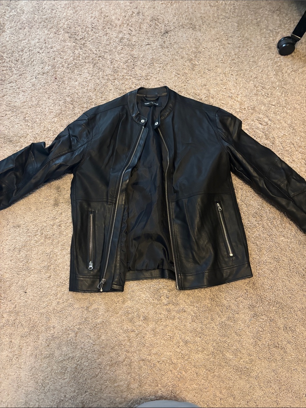 Kenneth Cole Black Leather Bomber Jacket